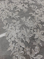 قماش تطريز جديد فاخر من الترتر والخرز على شكل مسمار، فستان زفاف، فستان سهرة، فستان أطفال، قماش مصمم يدويًا