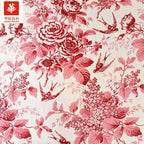 قميص بأكمام قصيرة من قماش قطني مطبوع عليه زهور الفاوانيا، أزرق وأبيض، بنمط غسيل حبر، مناسب للأمتعة والحقائب