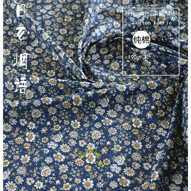 Tela de sarga de algodón puro con estampado floral, suave, totalmente de algodón, para ropa de cama, pijamas, pantalones, cortinas y proyectos de bricolaje para bebés.