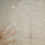 White Glitter Sequin Mesh Fabric for Bridal and Evening Gowns