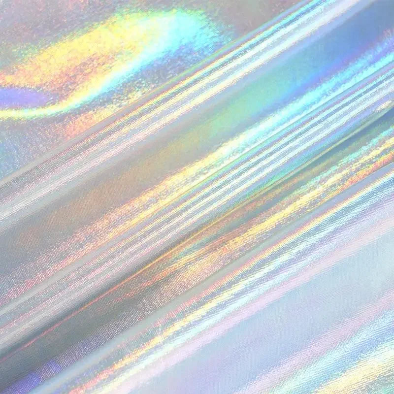 Silver Holographic Foil Spandex - Four Way Stretch Fabric - fabric photo 3