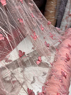 Butterfly Patterned Three-dimensional Embroidery Mesh Fabric For Wedding Dresses, Background Decoration Fabric For Formal Attire