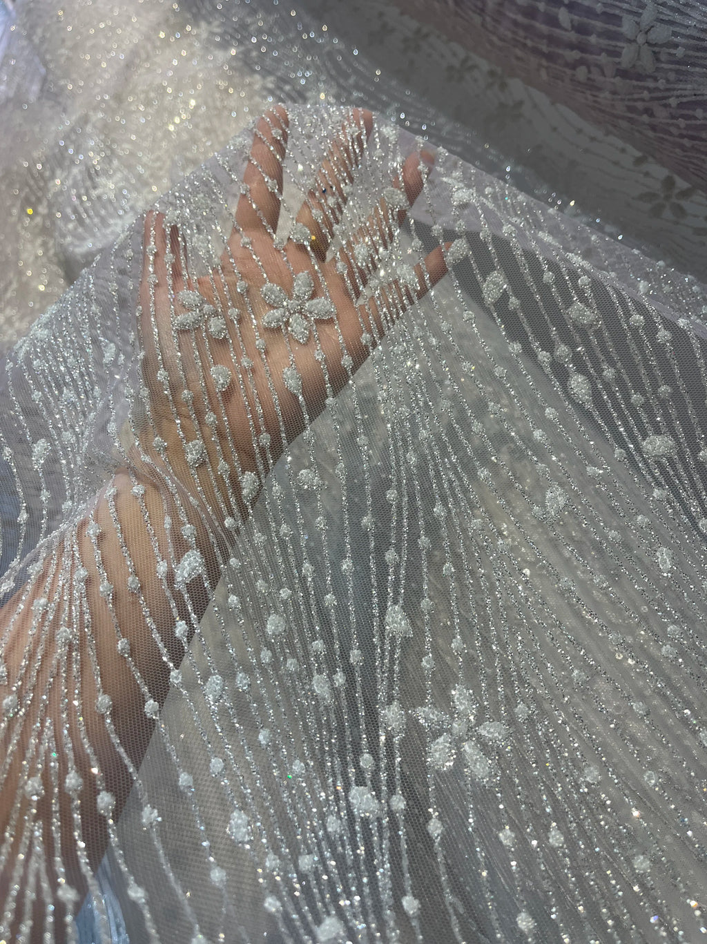 Lentejuelas de Super Hada, Ramas de Flores, Tela de Malla, Vestido de Novia, Tela de Encaje de Moda, Accesorios de Bricolaje Hechos a Mano