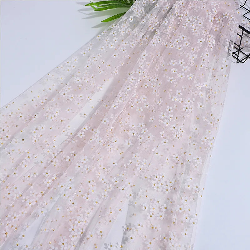 قماش شبكي ناعم مطبوع بمعجون الجل مناسب لفساتين الشيفون وأزياء المسرح وملابس الأطفال والديكور