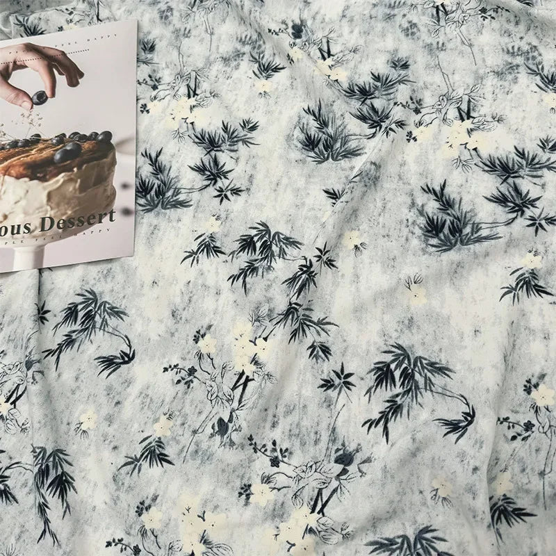 قماش قطني كتان مطبوع بنمط زهور فنية مرسومة بالزيت لخياطة غطاء الطاولة والستائر والديكور الداخلي