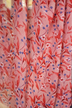 High-End Chiffon Fabric Deep Pink Blue Berry Floral Print For Girls Cheongsam Dress Thin Soft Material For Clothing