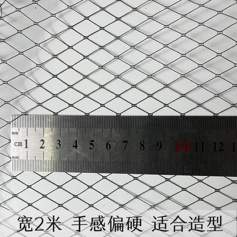 صنع يدوي من نسيج شبكي صلب على شكل ماسة، عصابة رأس مجوفة ذات عيون كبيرة، قبعة علوية، خيوط، تصميم ملابس مصنوع يدويًا