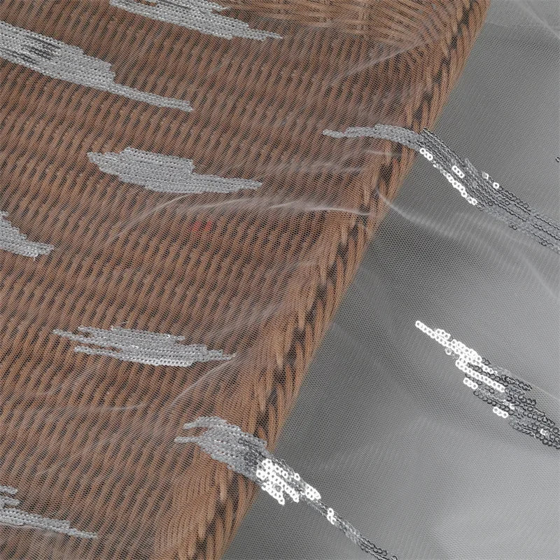 Vestido de novia con cuentas, tela de malla bordada, tela de lentejuelas multicolores, tela bordada para boda, ribete de encaje con ojales