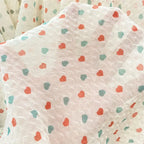 Tela de burbujas arrugada con estampado de corazón de melocotón para ropa de bebé hecha a mano, diadema, vestido infantil, material de textura suave DIY