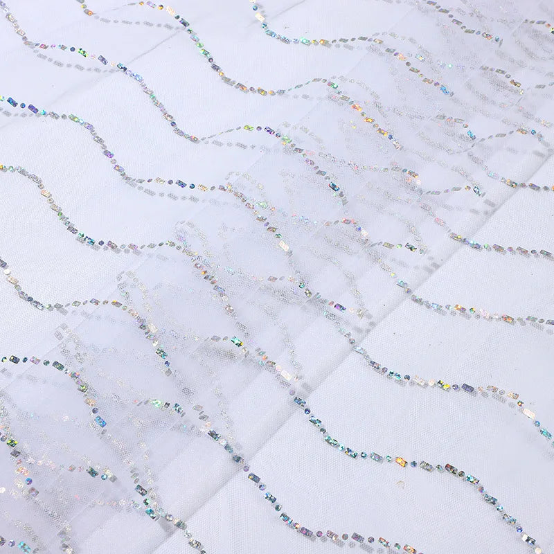 Wavy Sequined Net Fabric Suitable For Wedding Dresses Formal Gowns Children's Wear Dresses And Headwear