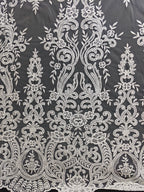 Tela de malla de encaje bordado blanco crudo de alta gama, diseño de vestidos de novia hechos a mano, accesorios de bricolaje, telas de decoración de ropa