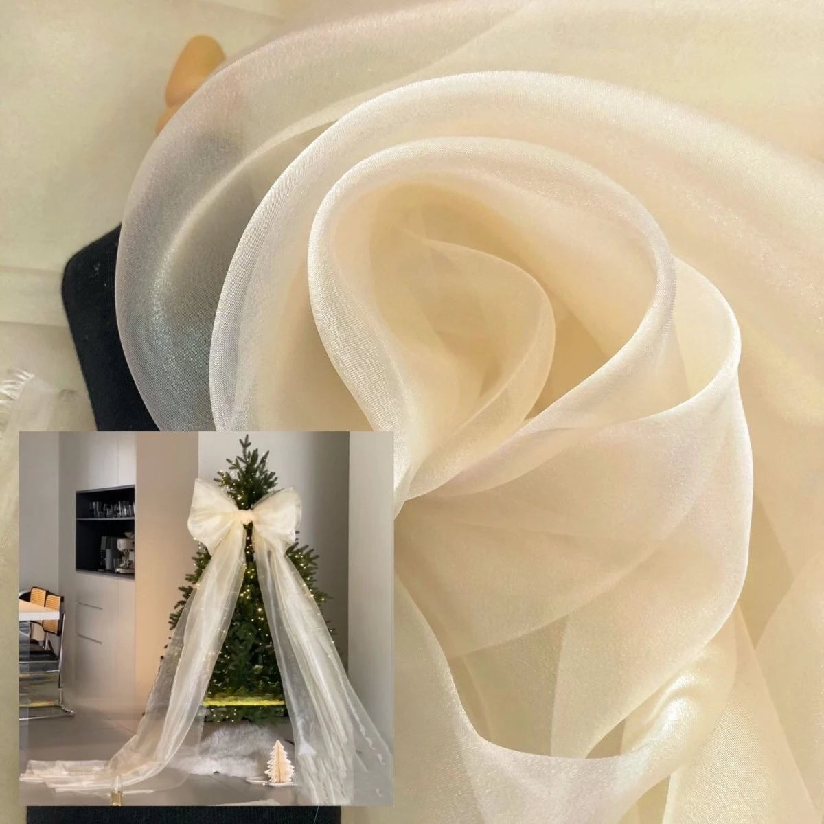 Crystal Organza Fabric Suitable For Wedding Dresses Formal Gowns Party Decorations And Background Designs