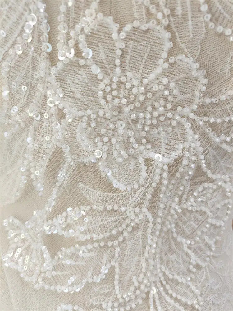 Accesorios de decoración para vestidos de novia, encaje, cuentas, bordados brillantes, telas, bricolaje, liquidación de materiales, oferta especial.