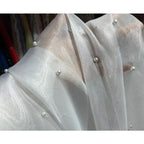 مادة خيوط ساتان عاكسة مطرزة باللؤلؤ ثلاثي الأبعاد عالية الكثافة لخياطة ملابس لوليتا وقماش فستان الزفاف