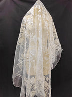 Vestido de novia, vestido de noche, pañuelo para la cabeza, tela de malla, bordado de flores, encaje, hecho a mano, tela de diseñador DIY