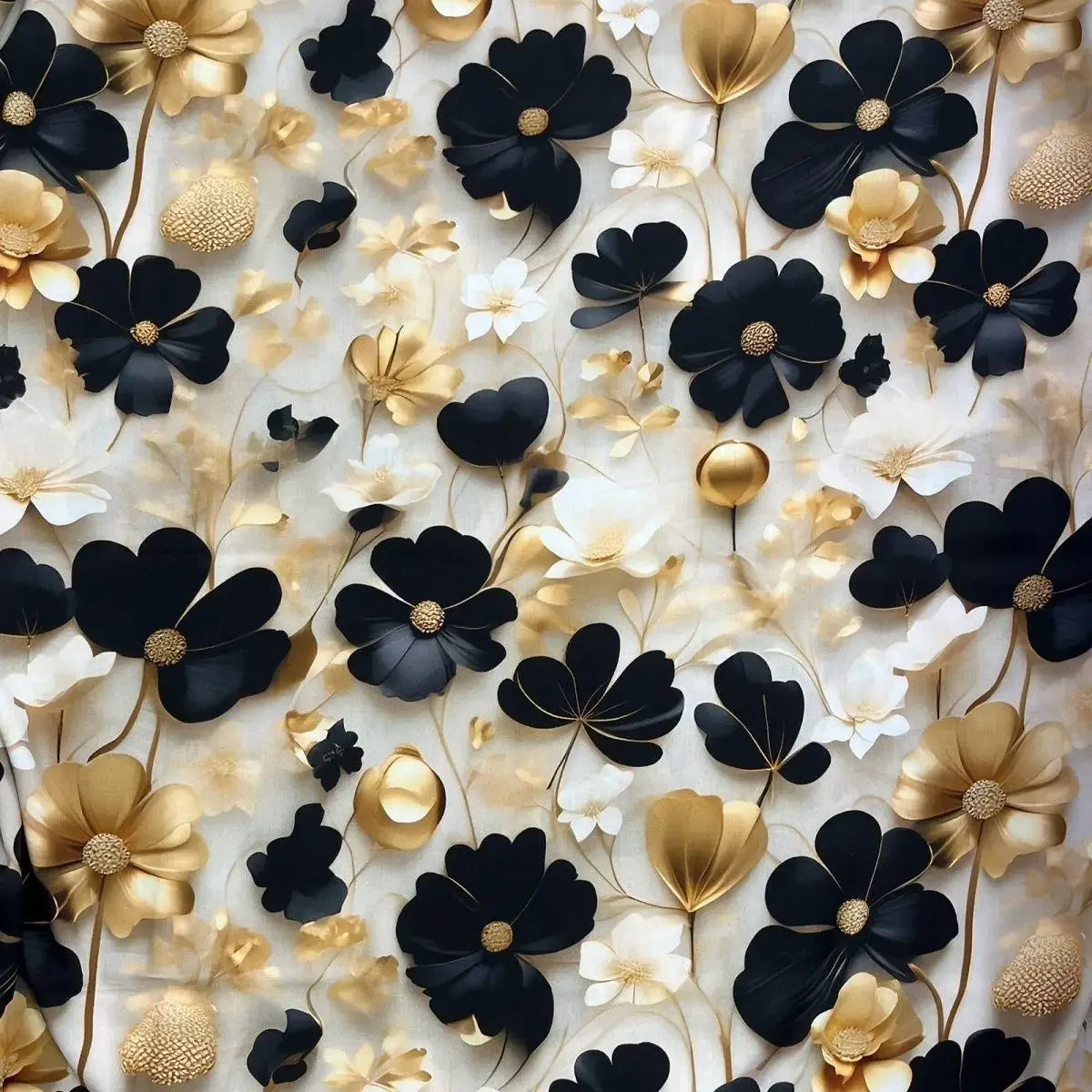 قماش حرير قطني ناعم - طباعة رقمية على شكل فراشة زهرية - 140 سم