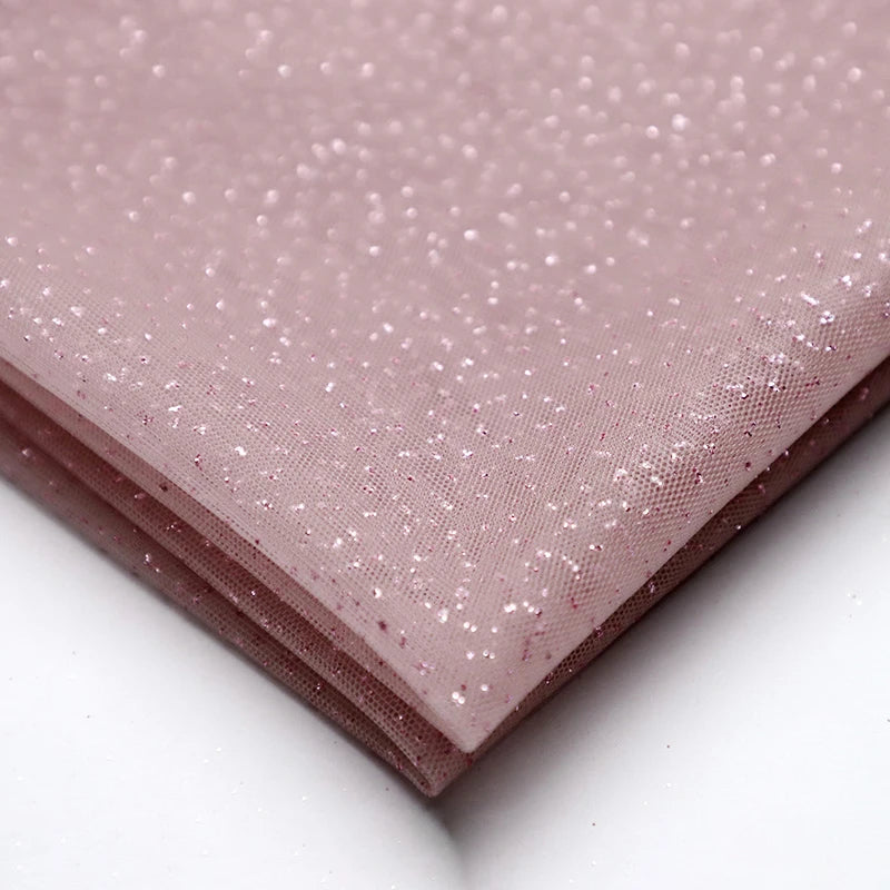 High Quality Thickened Soft Mesh Fabric Gold Spray Silver Flash Yarn for Fashion Wedding Dresses DIY Gown Decorative Fabric