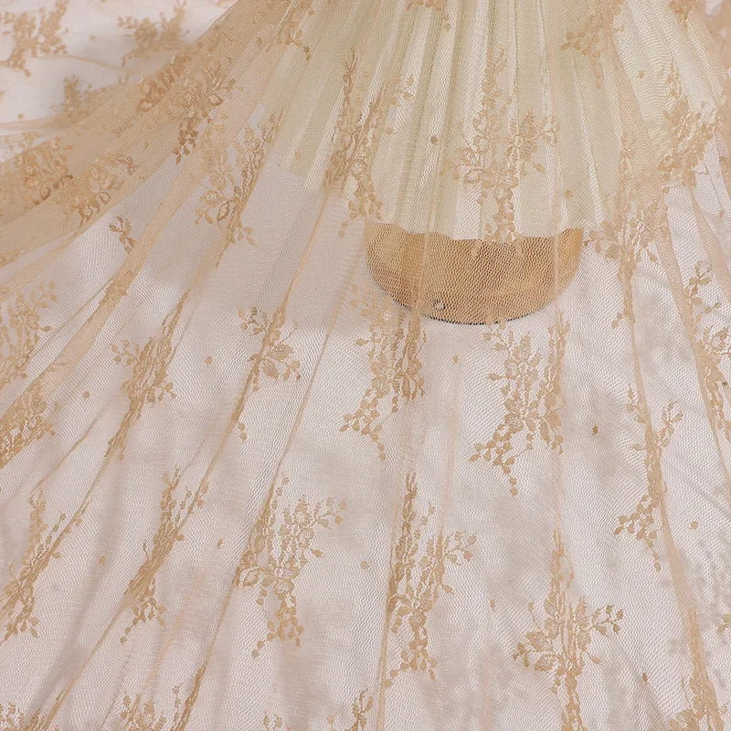 Elastic Floral Wedding Dress With Lace Jacquard Fabric Suspender Skirt Lingerie Fabric Homemade Veil Designer Mesh Fabric