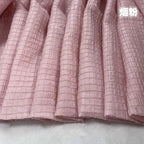 Cream Yellow Checkered Fabric Soft Breathable Textile For Summer Outfit Sewing DIY Clothing Craft Upholstery Home Decor Material