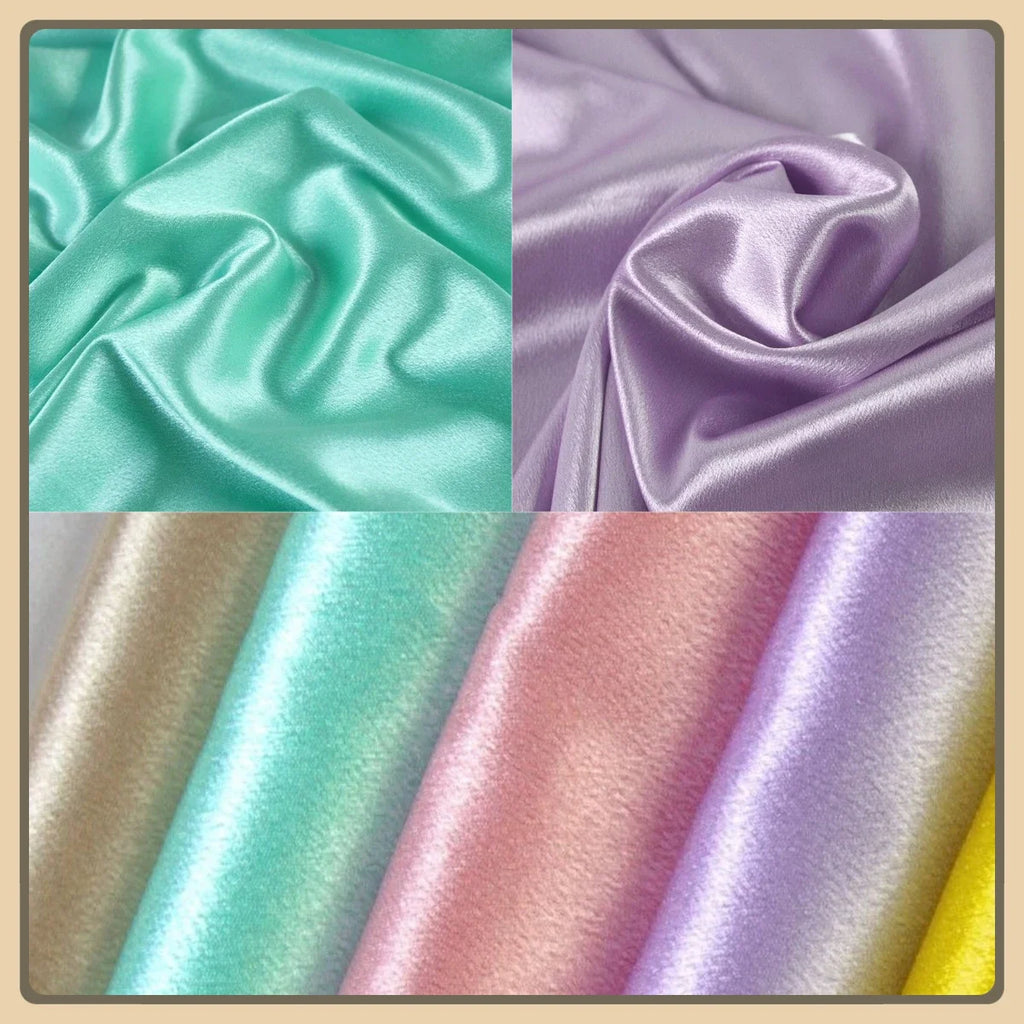 قماش ساتان كريستالي سميك لامع - مادة ستارة فستان بلون واحد