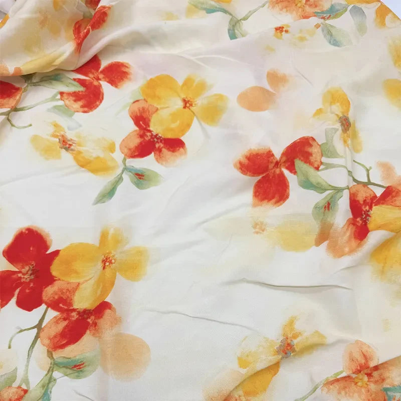 قماش قطني كتان مطبوع بنمط زهور فنية مرسومة بالزيت لخياطة غطاء الطاولة والستائر والديكور الداخلي