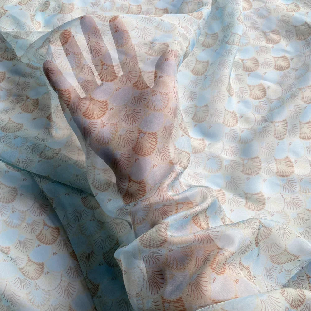 قماش شيفون طبيعي مشفر ثلاثي الأبعاد بنقشة قشور السمك التبتية، قماش عرقي تقليدي، مصمم يدويًا