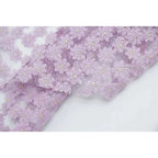 Violet orchid star net fabric with gold silk thread purple rose embroidered lace fabric for dress DIY cheongsam gown decoration