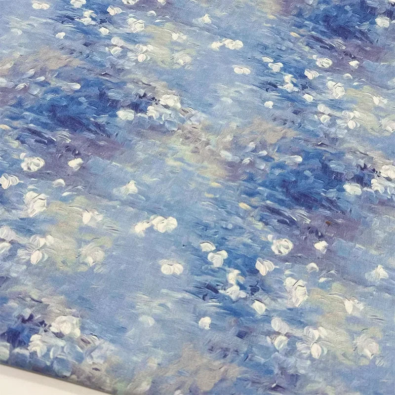 Oil Painting Floral Fabric Premium Cotton Linen Blend With Dense Weave For Tablecloth DIY Home Decor Door Curtain Fabric