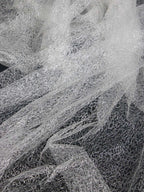 Tejido de malla hueca ligera de seda blanca con encaje creativo, perspectiva para decoración de bodas, ropa de diseñador, tela de hilo ligero