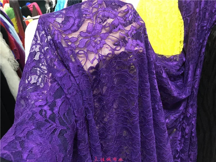 قماش دانتيل مطاطي برتقالي فلوري شفاف شبكي مع تطريز وردي للفساتين وملابس الأداء قماش شبكي شفاف زهري