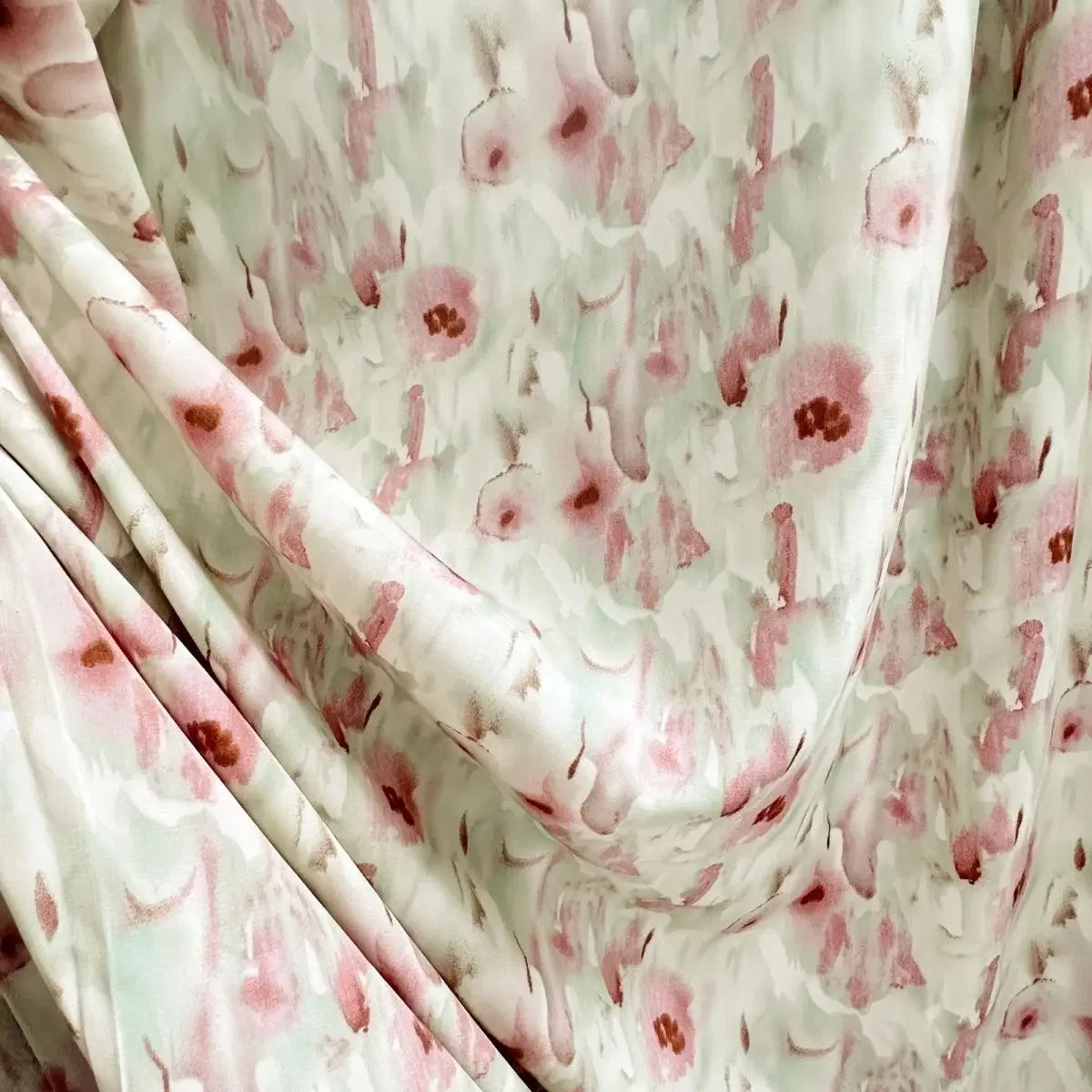 Cotton Floral Gradient Powder Green Cheongsam Dress For Spring/summer Soft Lightweight Skin Brightening Fabric