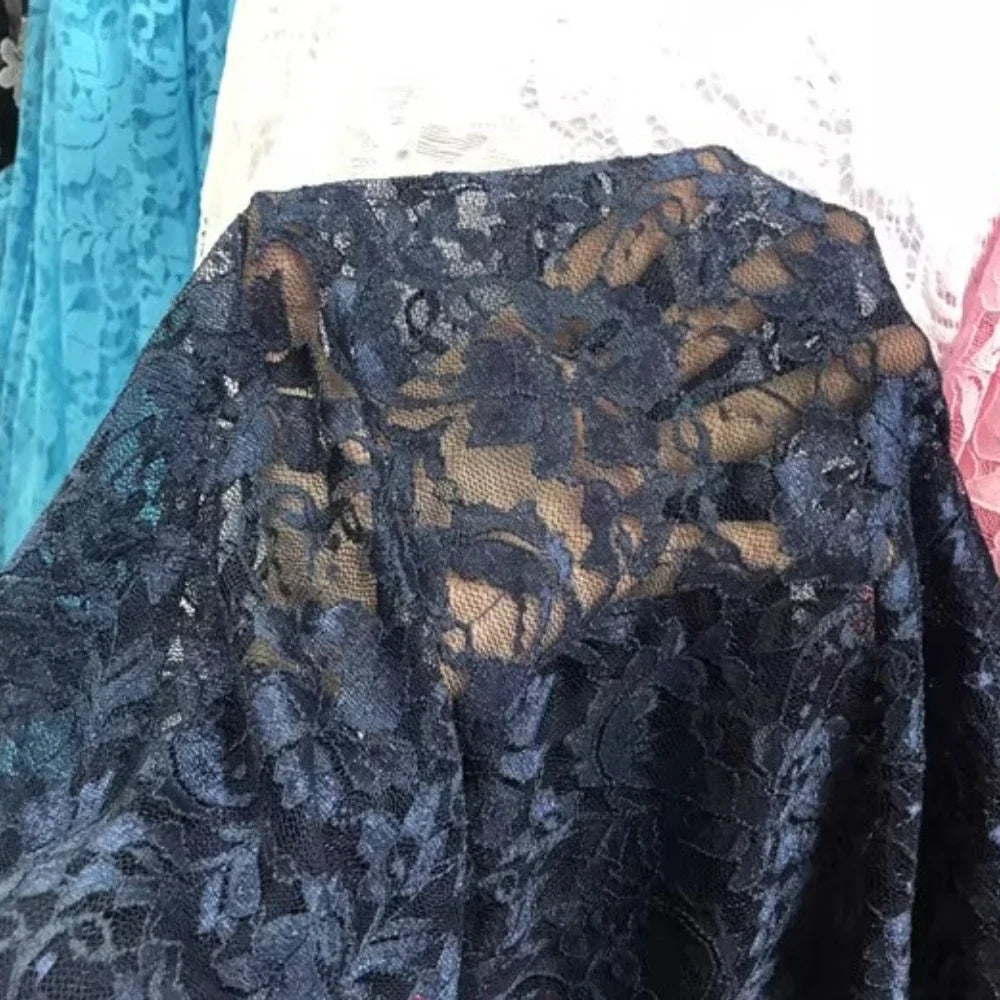 قماش دانتيل مطاطي برتقالي فلوري شفاف شبكي مع تطريز وردي للفساتين وملابس الأداء قماش شبكي شفاف زهري