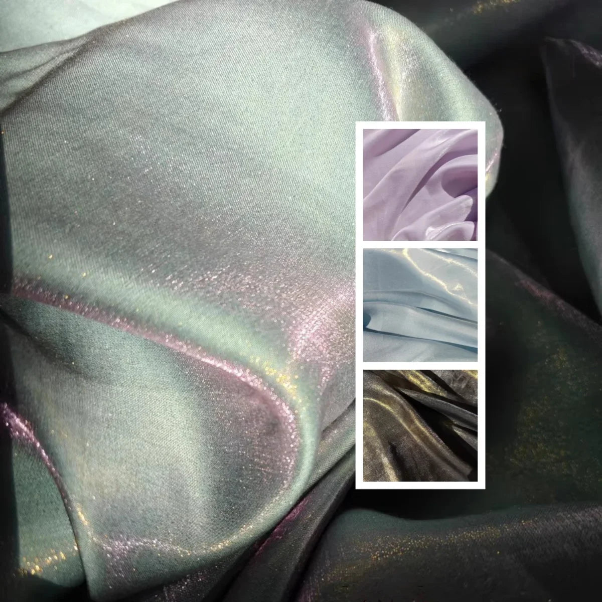 Shining gold powder fantasy color water light cotton satin fabric sewing Hanfu dress stage clothing soft fabric