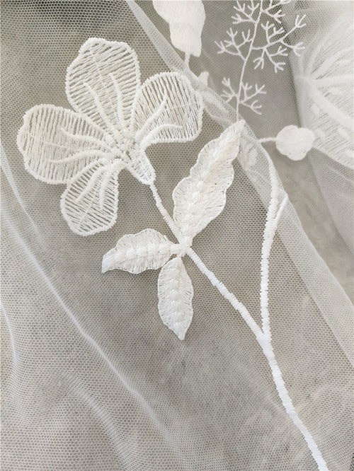 Calla Lily Embroidered Lace - Delicate for Bridal & Home Décor - fabric photo 2