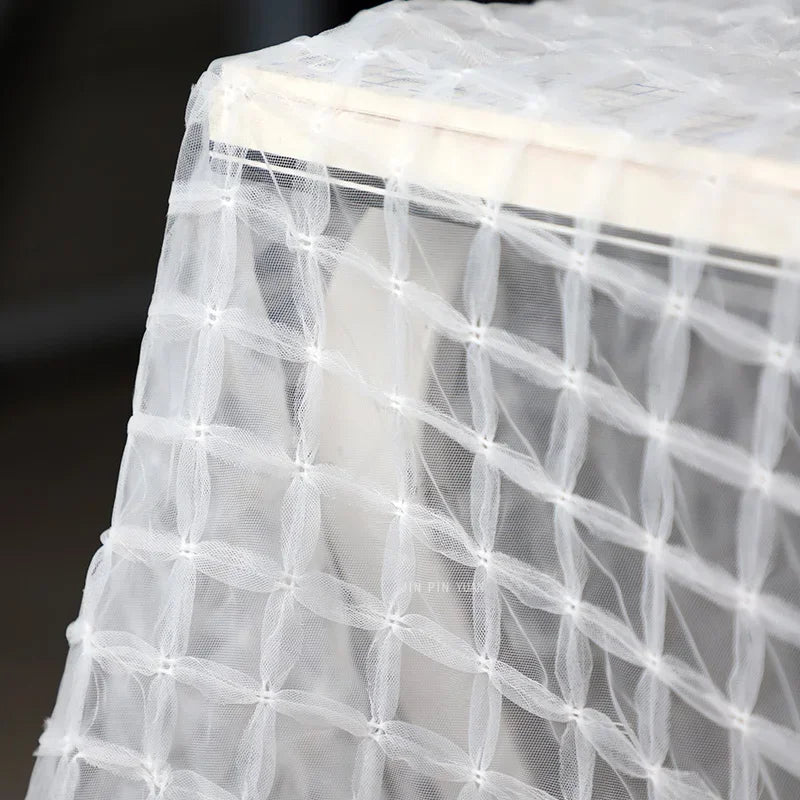 قماش شبكي ناعم من التول ثلاثي الأبعاد باللون الأبيض - فستان الأميرة توتو، الخامة 140 سم