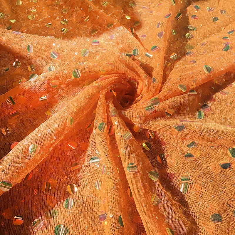 قماش تطريز شبكي مطرز بالترتر الملون، فستان نسائي عصري، خلفية حفل زفاف، مصنوع يدويًا، DIY