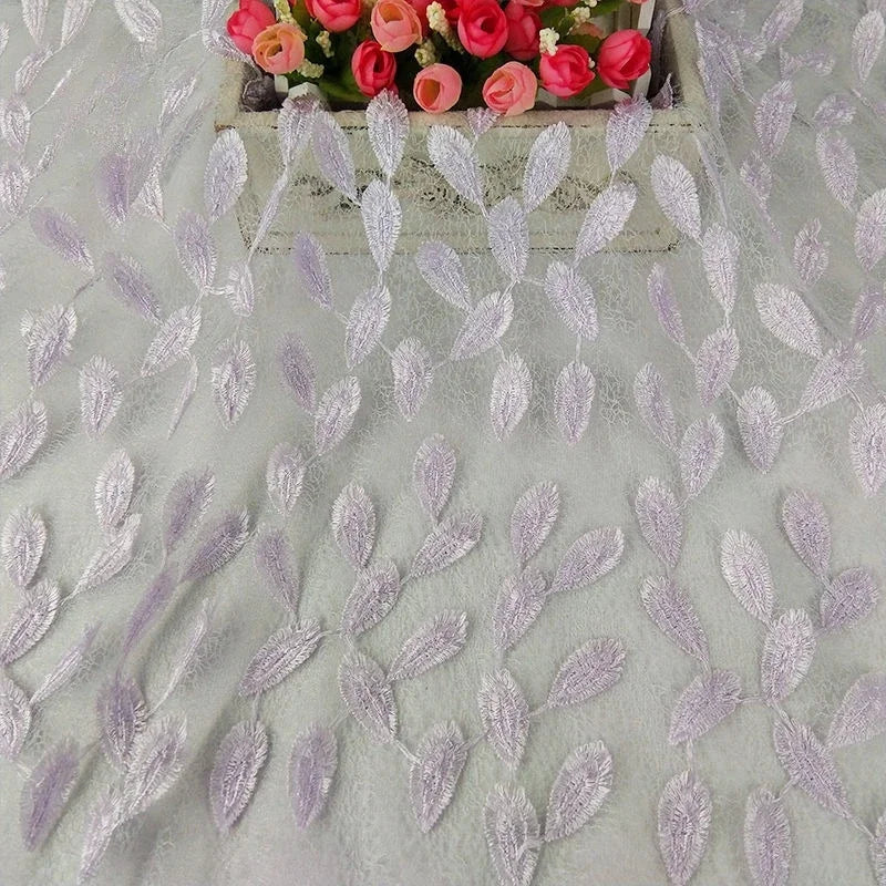 3D Water Soluble Mesh Embroidered Lace Fabric For DIY Dress Crafting Elegant Three Dimensional Floral Netting Material