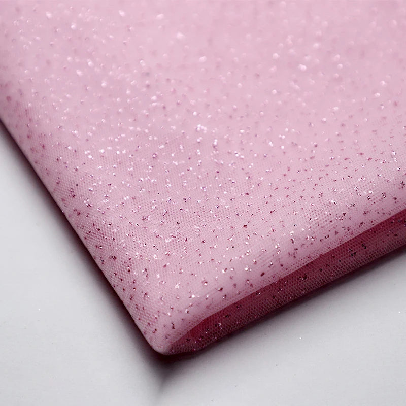 High Quality Thickened Soft Mesh Fabric Gold Spray Silver Flash Yarn for Fashion Wedding Dresses DIY Gown Decorative Fabric