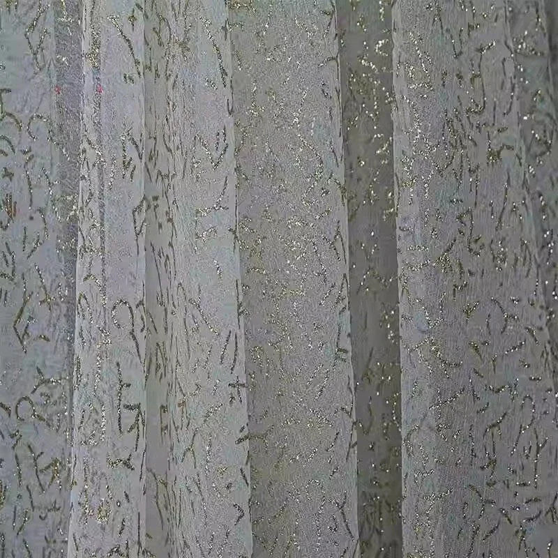 White Bubble Sheen Chiffon Sheer Sequin Fabric - High End Wedding Material