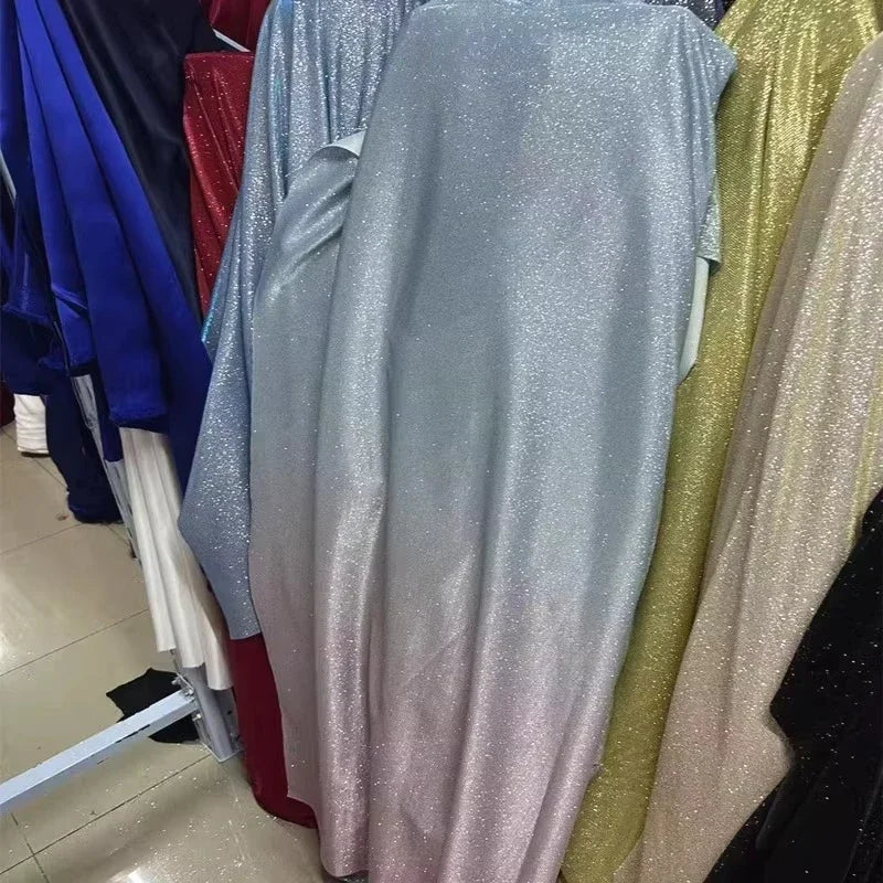 Blue Gradient Silver Powder Fabric Sewing Evening Dresses Stage Costumes DIY Background Decoration Elastic Fabric