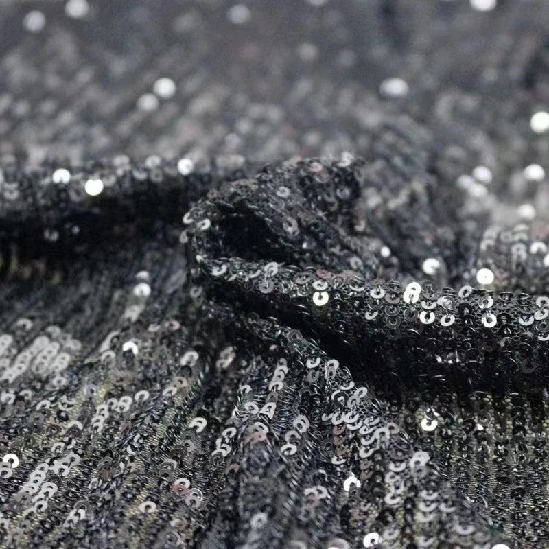 قماش شريطي مستقيم من الترتر عالي الكثافة 3 مم، أسود، ذهبي، أخضر، أزرق داكن، عرض 1.2 متر، معلق، خيط سميك، غير معقوف