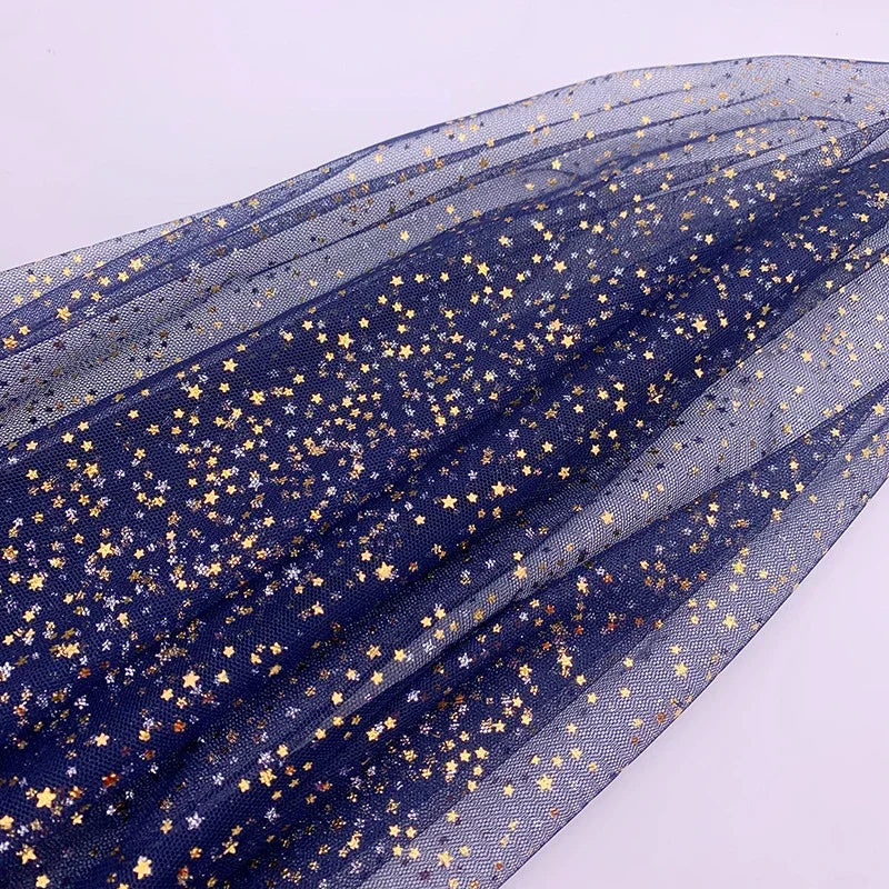 Gilding stars Sparkly gauze tulle Stage costume Fabric Gauze skirt fabric bow hair Christmas accessories Children's clothing