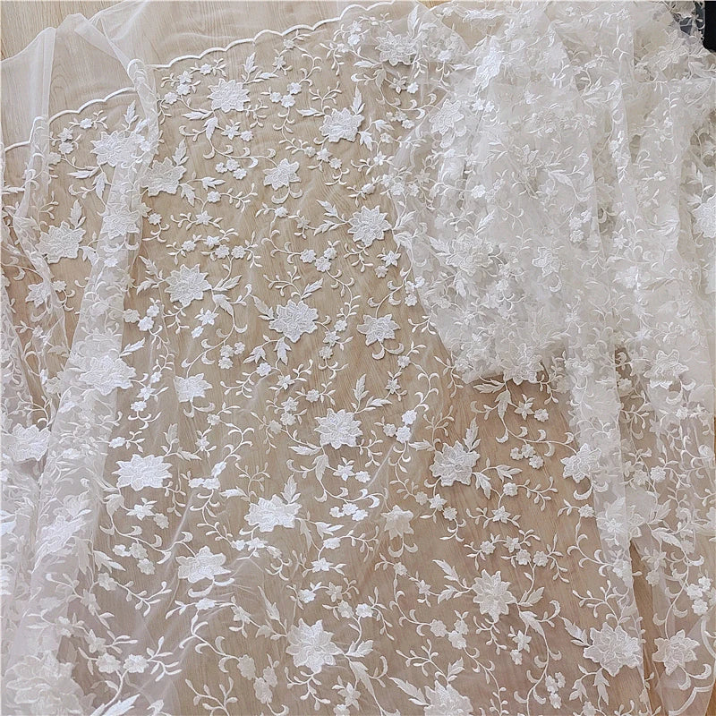 New Dress White European Leaf Lace Wedding Dress Children's Clothing Doors Curtains TableclothsChildren'sClothingMaterialsFabric
