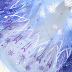 Tela de malla para vestido de Elsa con copos de nieve y hielo en azul oscuro, degradado de doble cara, tela de malla azul claro para vestido de media falda infantil