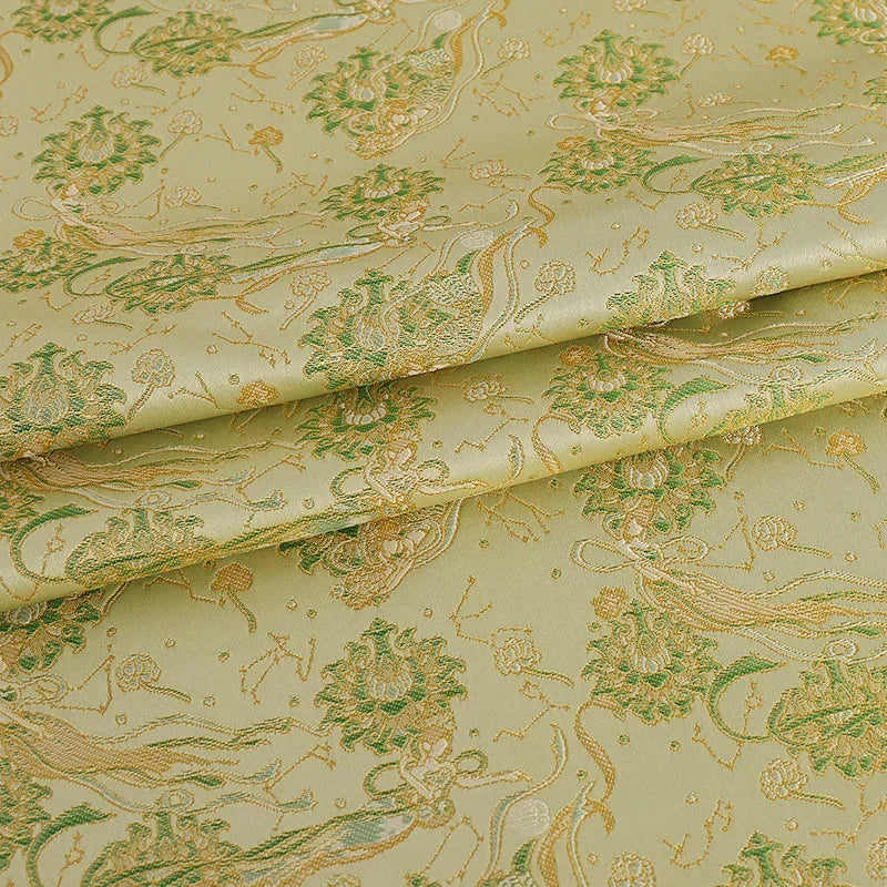 قماش جاكار بروكار بخيوط ذهبية فلكية - نمط سماوي