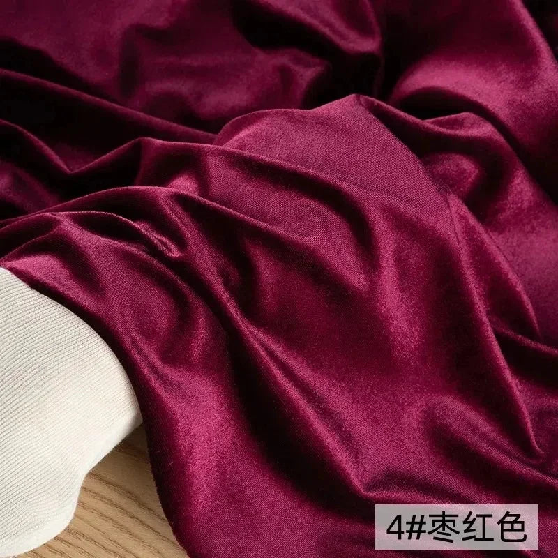 Solid Velvet Fabric - Glossy Four-Sided Elastic Material 160cm
