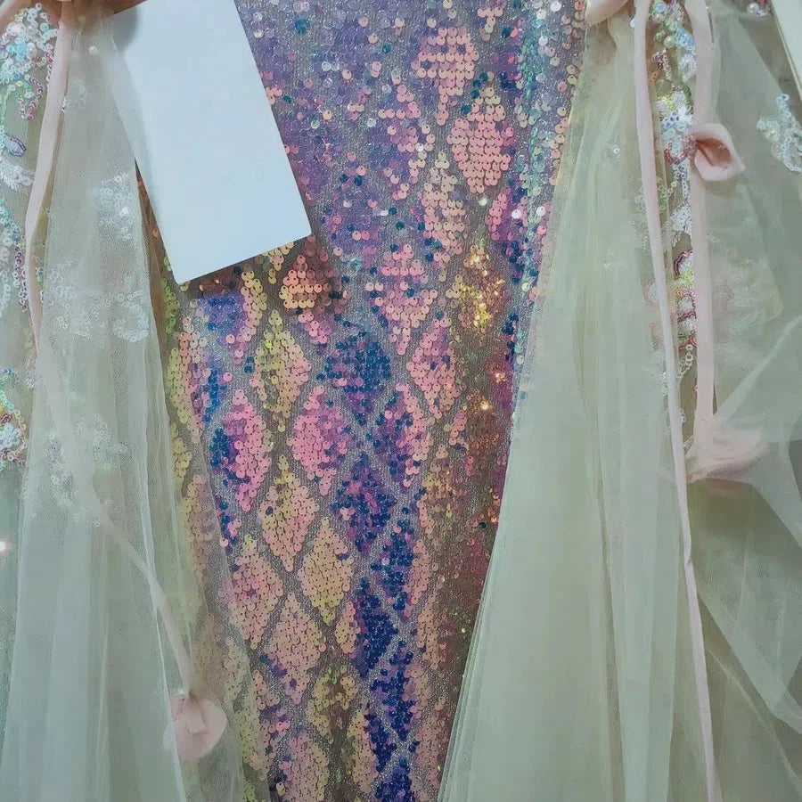 New Diamond Shaped Sequin Lace Fishtail Dress Clothing With Special Lace Sequin Fabric, Super Sparkling Lace Sequin Fabric