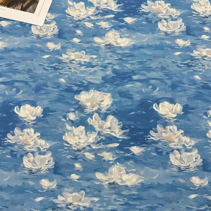 Oil Painting Floral Fabric Premium Cotton Linen Blend With Dense Weave For Tablecloth DIY Home Decor Door Curtain Fabric