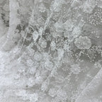 High End Nail Bead Sequin Flower Embroidery Lace Fabric Sewing Wedding Dress Evening Gown Lace Transparent Mesh Diy