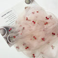 Cherry Embroidered Mesh Fabric - Beaded Tulle for Kids Clothing & Décor